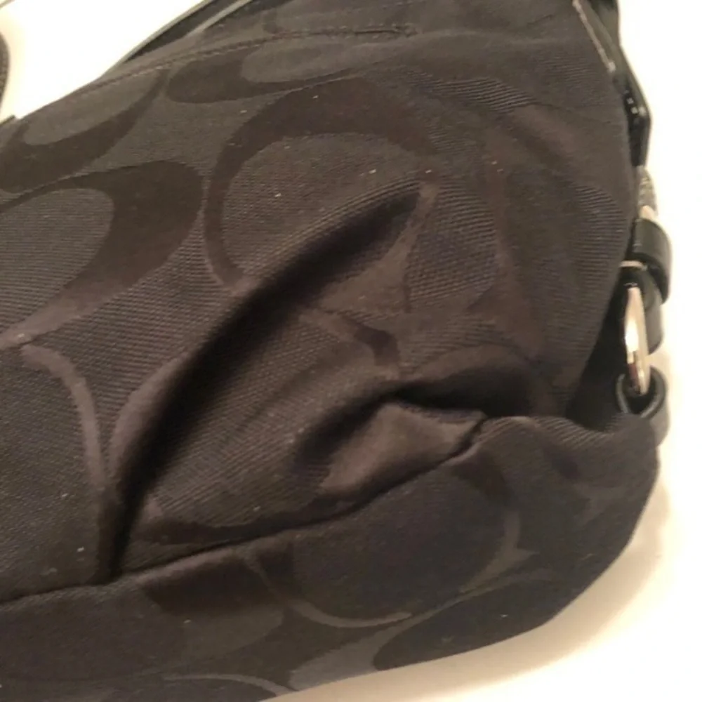 Coach vintage y2k f15068 signature jacquard black leather hobo bag